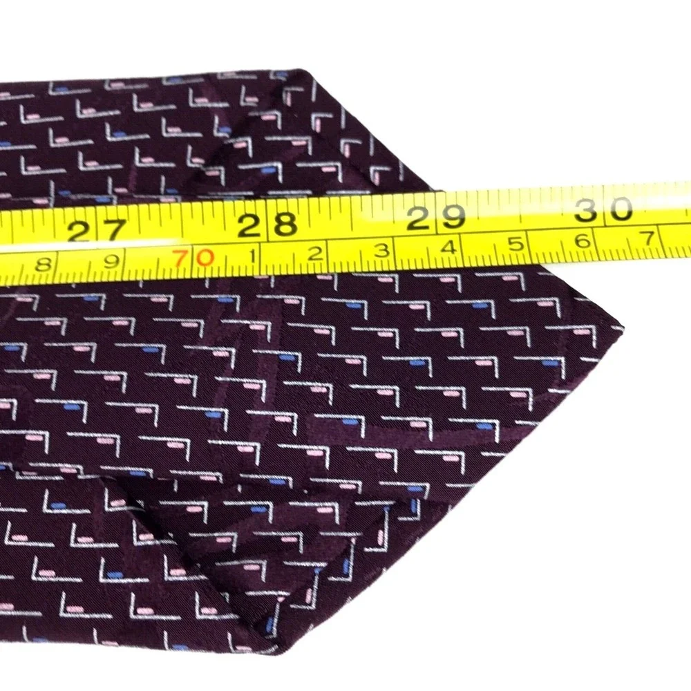 BRIONI Silk Tie Hand Made In Italy Dark Purple Blue Pink Italian Men Necktie 60
